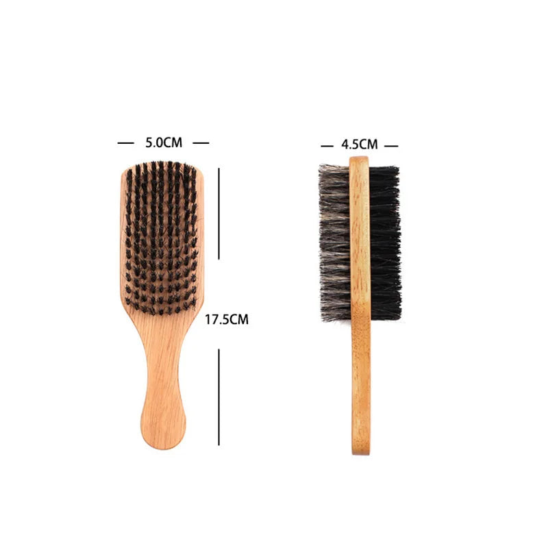 Double-sided Wooden Boar Bristle Beard Styling Brush
