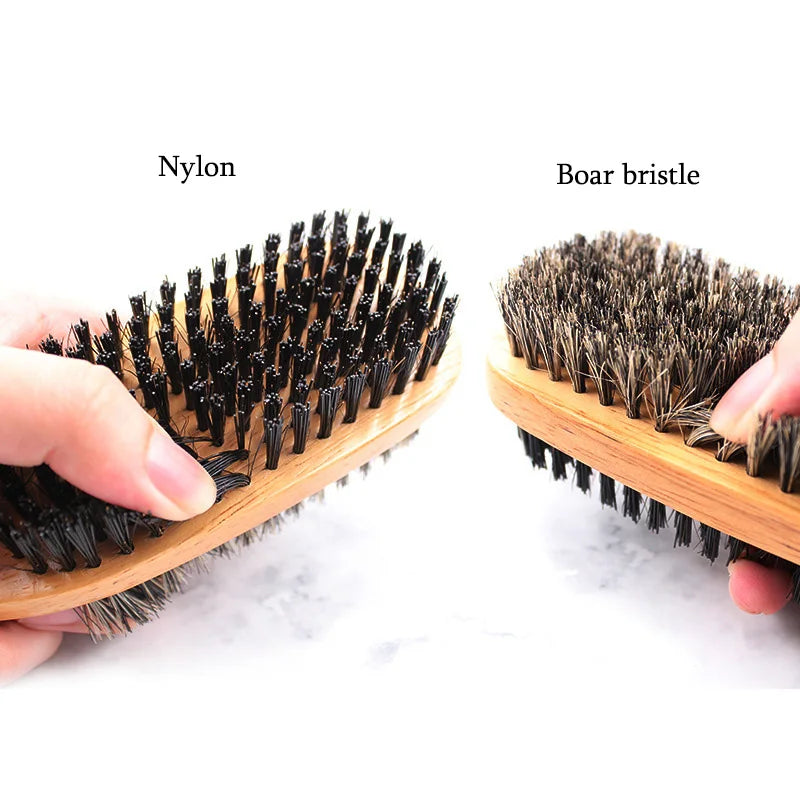 Double-sided Wooden Boar Bristle Beard Styling Brush