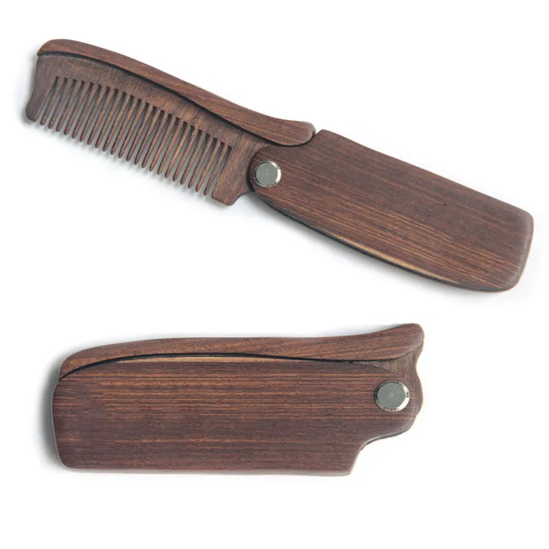 Foldable Sandalwood Beard Grooming Comb