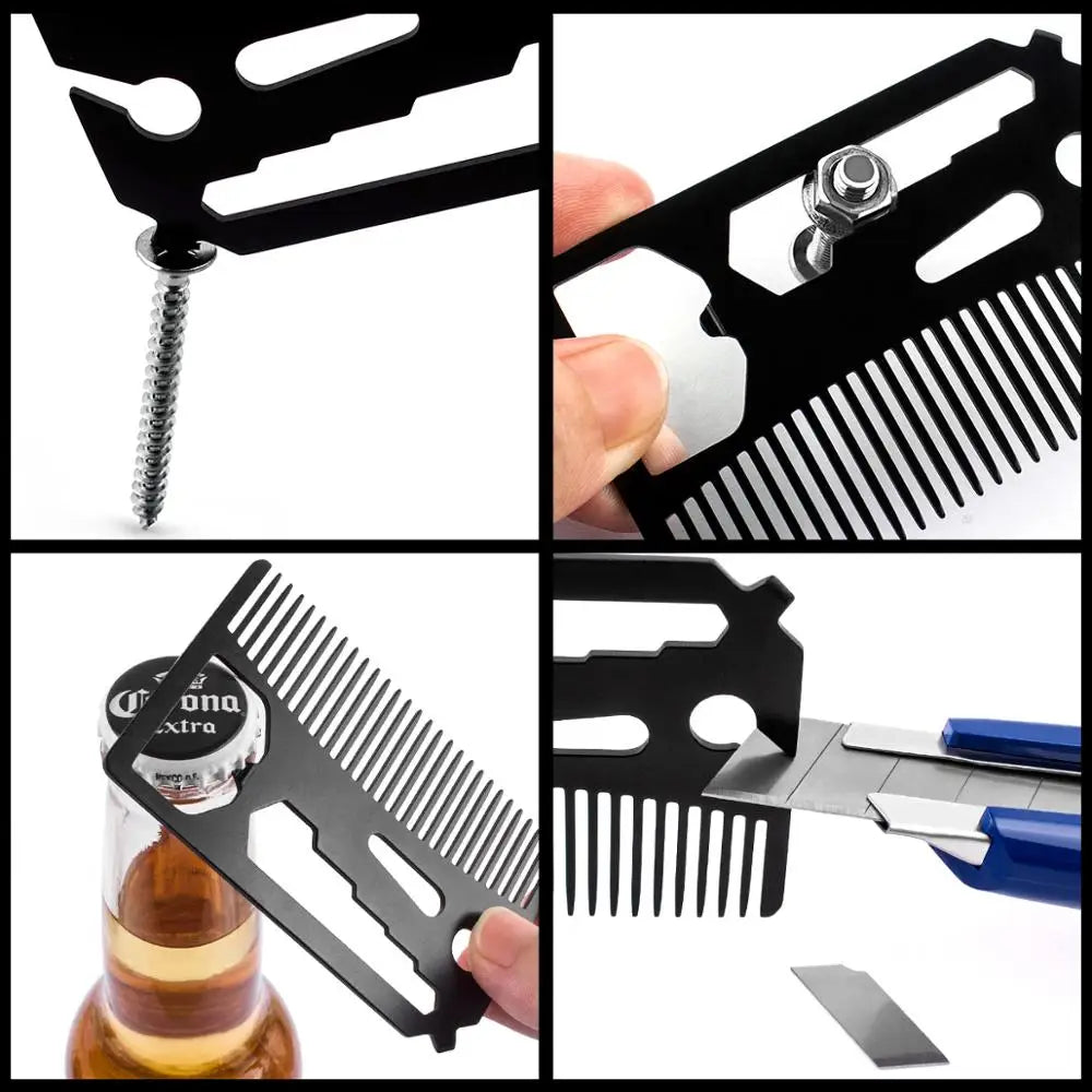 Multifunctional Utility Beard Comb Fits - Wallet Size