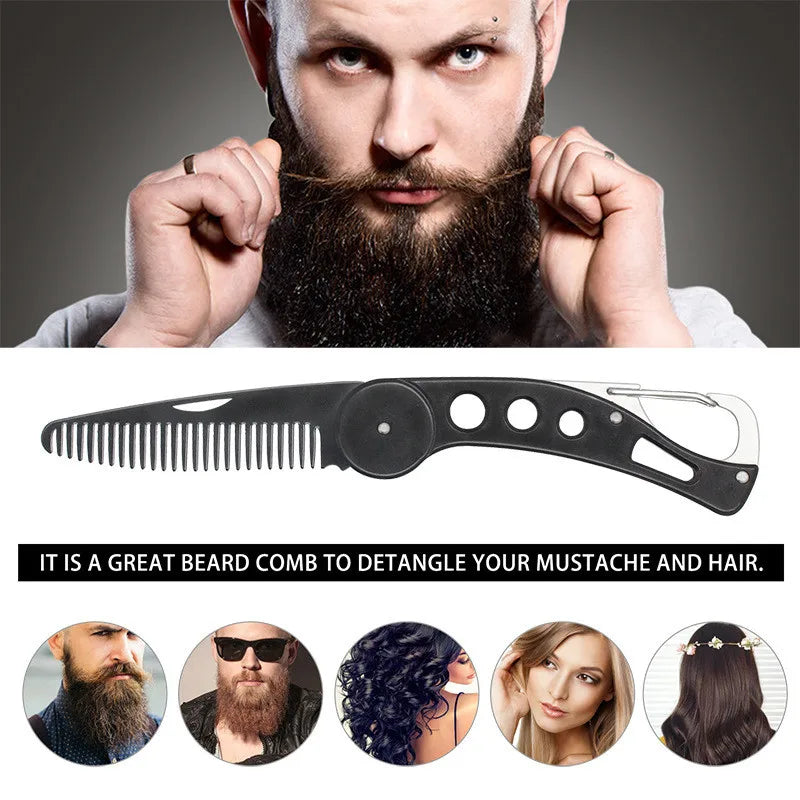 Stainless Steel Foldable Wave Beard Comb