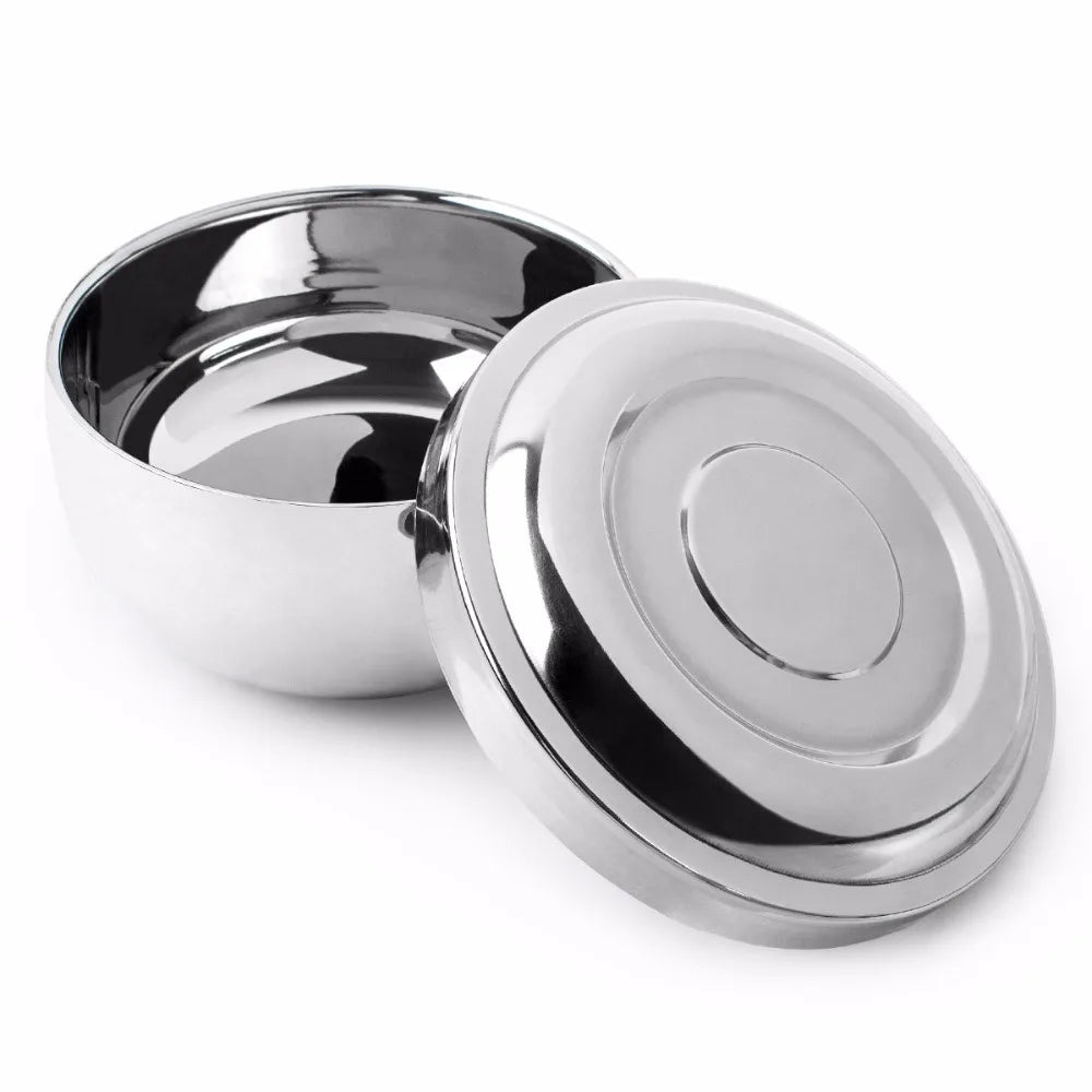 Stainless Steel Shaving Soap Bowl and Double Edge Razor Brush Stand