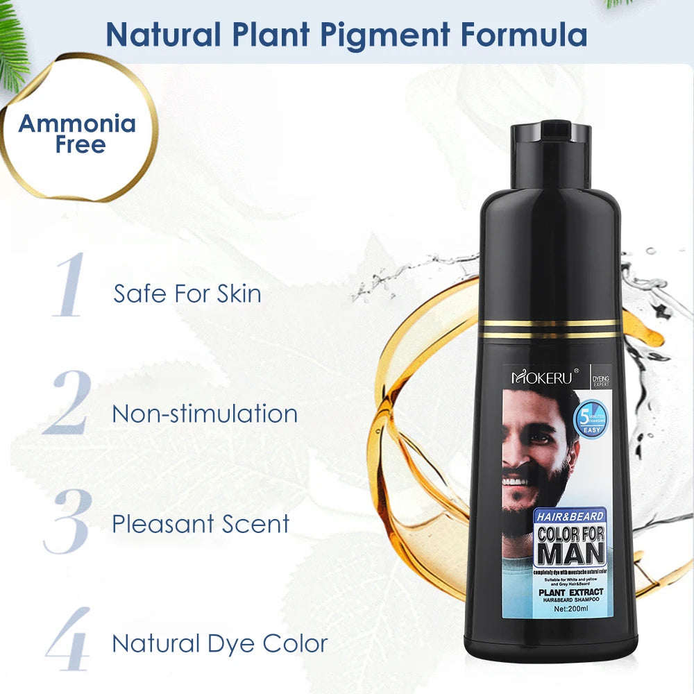 Natural Permanent Beard Color Shampoo Dye
