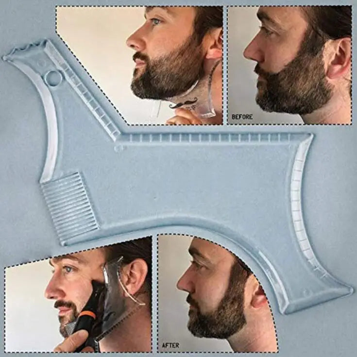 Dual-Sided Beard Shaping Comb and Template Styling Tool