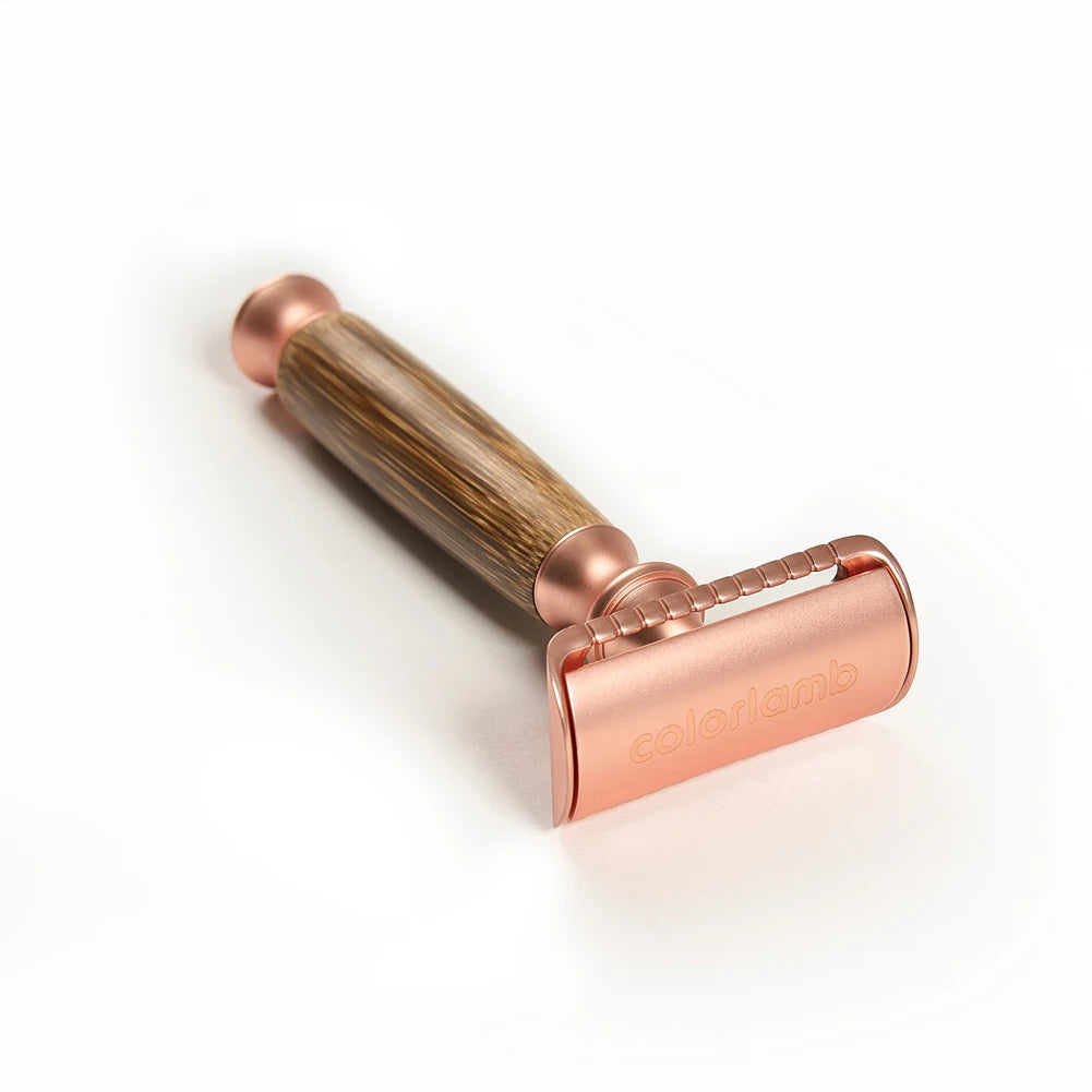 Premium Double-Edge Rose Gold with Bamboo Handle Safety Razor